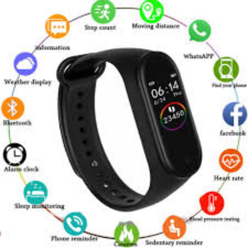 GUGGU ABN_306E_M4 Smart band compatiable with all Smartphones  (Black Strap, Size : Free Size)