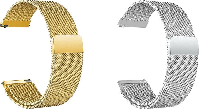 ACM Pack of 2 Watch Strap Magnetic for Fire-Boltt Ring 3 Bsw043 Belt (Gold/Silver) Smart Watch Strap  (Mullti Color)