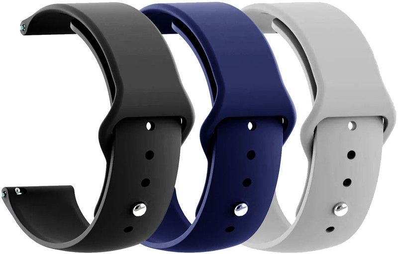 AOnes Pack of 3 Silicone Belt Watch Strap for Fireboltt Tank Bsw070 Smart Watch Strap  (Black, Blue, Grey)