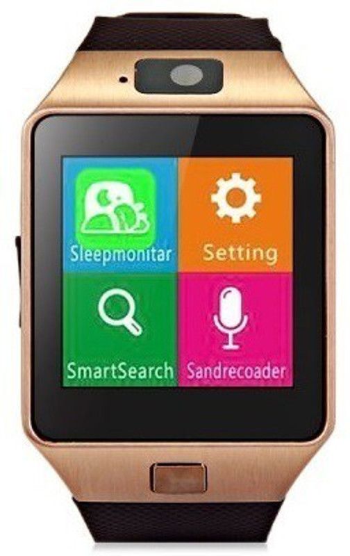 Crystal Digital DZ09 Bluetooth Phone Smartwatch Smartwatch  (Gold Strap, Free)