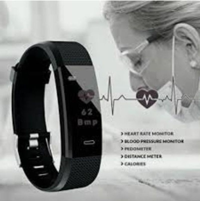GUGGU EAN_183A_ID115 PLUS Smart band  (Black Strap, Size : Free Size)