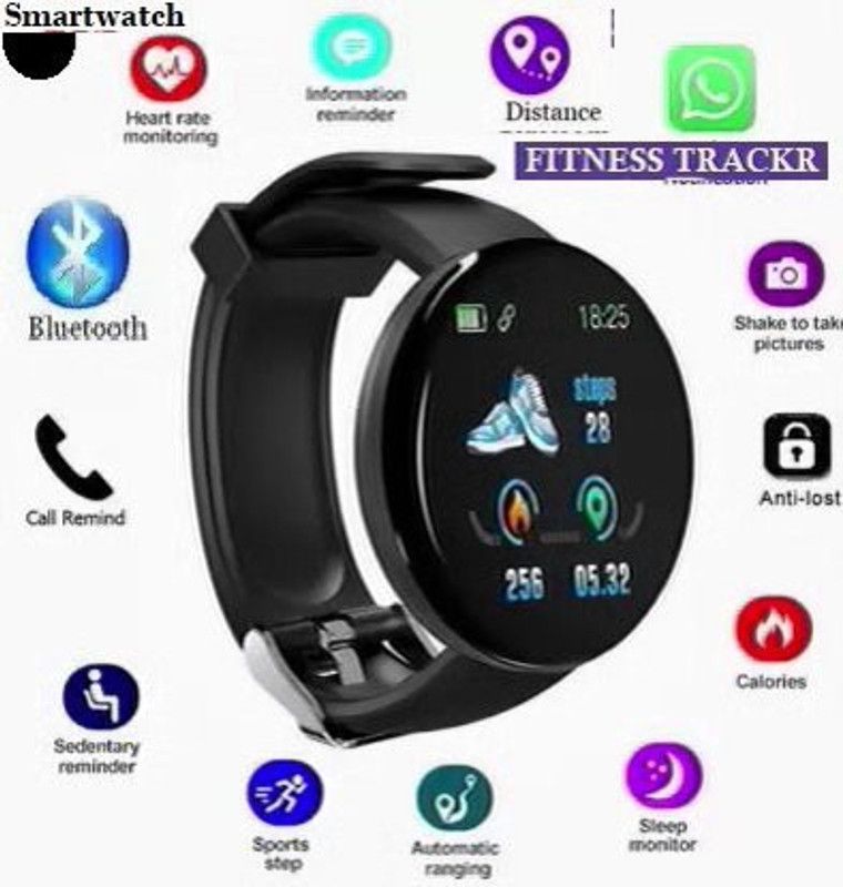 STYBITS AQ1153 D18_LATEST FITNESS TRACKER HEART RATE SMART WATCH BLACK(PACK OF 1) Smartwatch  (Black Strap, Free)