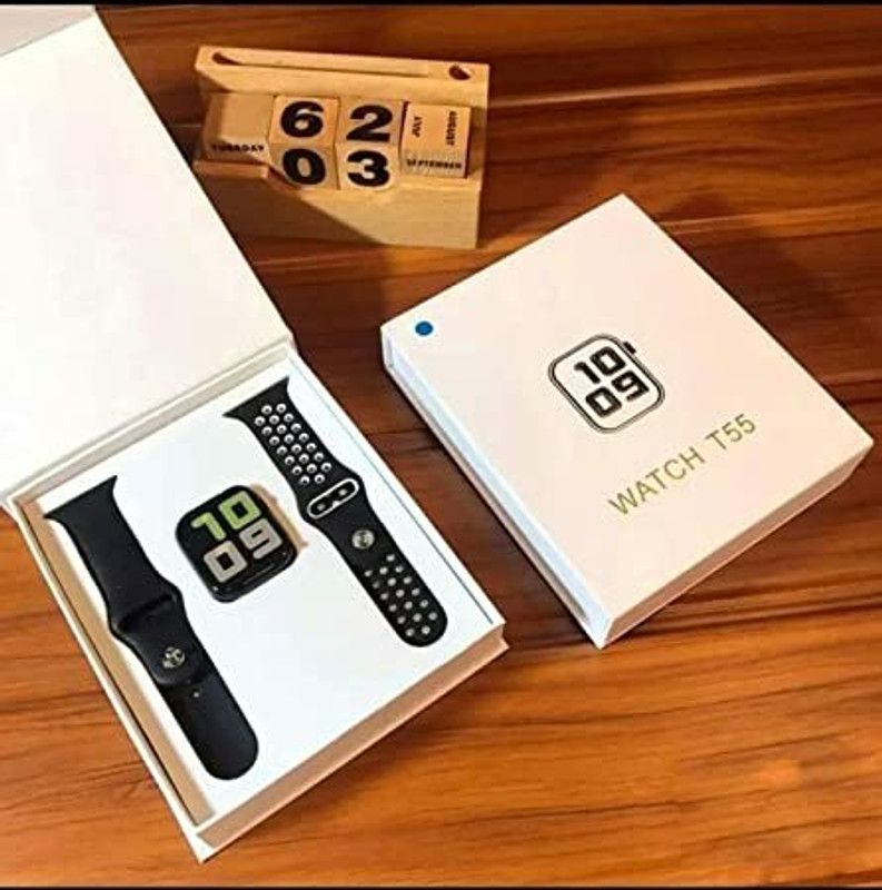 Mayne T-55 Sleep Monitor, Distance Tracker, Calendaring, Sedentary Reminder Smartwatch  (Black Strap, 44)