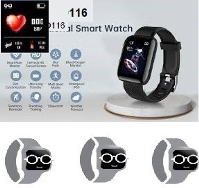 BYMAYA A2657 ID116_ULTRA HEART RATE MULTI SPORTS SMART WATCH (PACK OF 1) Smartwatch  (Black Strap, Free)