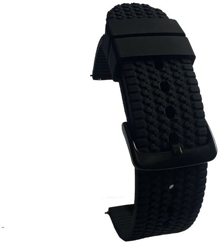 Melfo Textured Rubber Strap Compatible with Noise Colorfit Icon Buzz Smart Watch Strap  (Black)