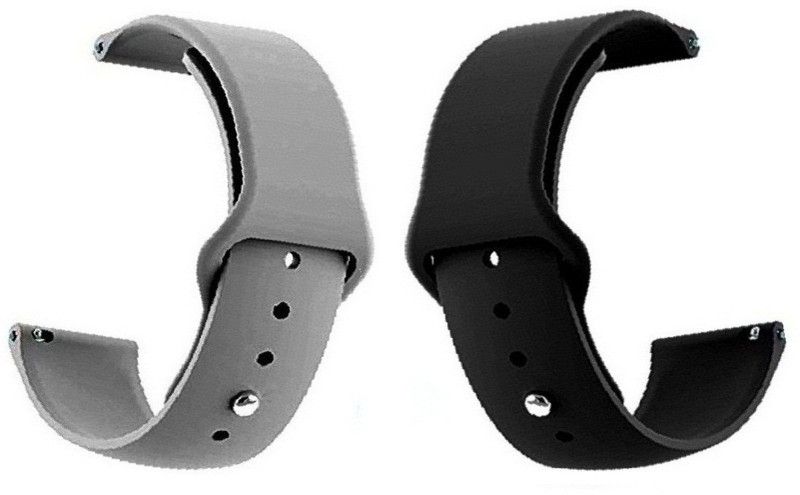 BLACK LOVIES 22 mm Soft Silicon Smartwatch Strap Compatible with Fire bolt Almighty BSW013 Smart Watch Strap  (Black, Grey)