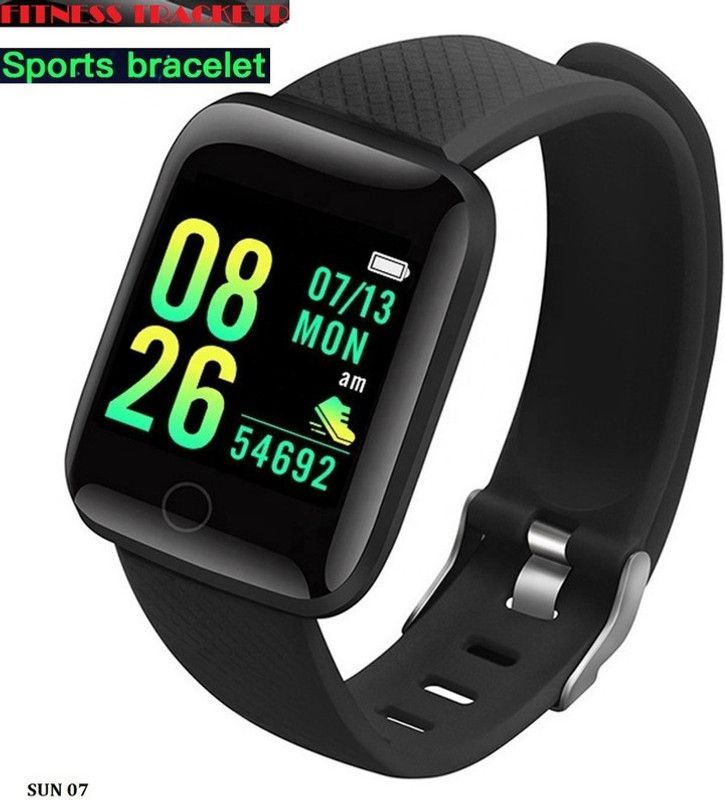 Bydye A1123(ID116) PLUS HEART RATE SLEEP TRACKER SMART WATCH BLACK( PACK OF 1) Smartwatch  (Black Strap, free)