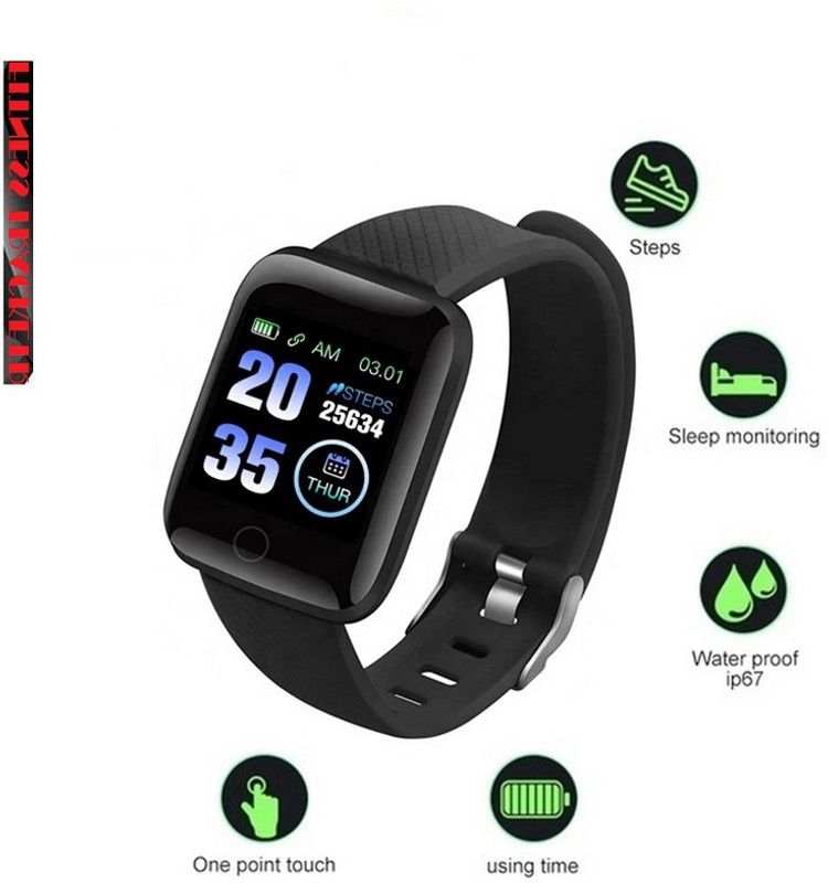 Bydye A1072(ID116) LATEST FITNESS TRACKER SLEEP TRACKER SMART WATCH BLACK( PACK OF 1) Smartwatch  (Black Strap, free)