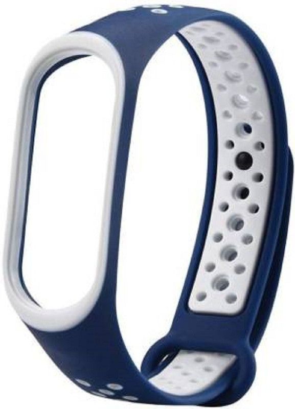 Big Wings Watch Straps for Xiaomi Mi Band 3 / Band 4 Bands, Dual Color Strap Wristband for Xiaomi Mi Band 3 / Band 4, Bracelet Wristband for Mi Band 3 / Band 4 Wrist Strap (Blue, White) Smart Band Strap  (Blue, White)