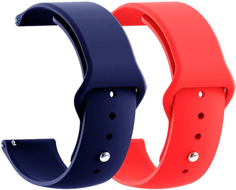 AOnes Pack of 2 Silicone Belt Watch Strap for Gionee Ufit 6 Bluetooth Calling Metallic Smart Watch Strap  (Blue, Red)
