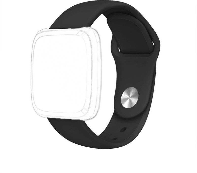 CellFAther Silicone Sport Band Strap Compatible with Fitbit Versa/Fitbit Versa 2/Fitbit Versa Lite/Fitbit Versa Special Edition, Soft Wristband Versa Smart Fitness Watch-Black (Watch Not Included) Smart Band Strap  (Black)