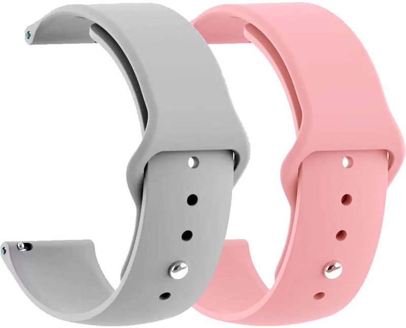 AOnes Pack of 2 Silicone Belt Watch Strap for Cultsport Burn Smart Watch Strap  (Grey, Pink)
