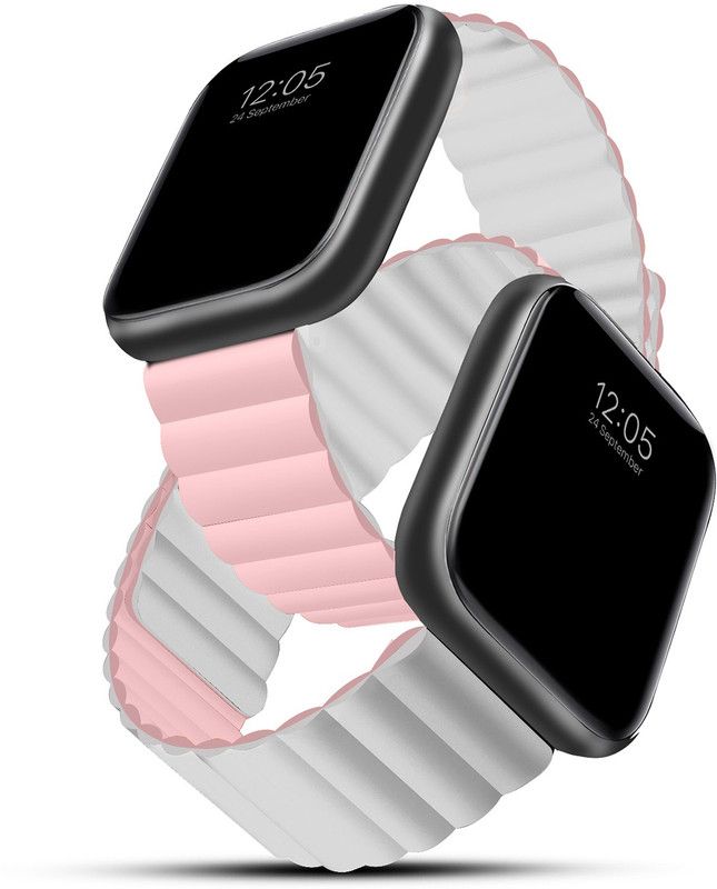 Gripp REVERSER Silicone Magnetic Smart Watch Strap for 42mm/44mm/45mm - (Pink/White) Smart Watch Strap  (Pink)