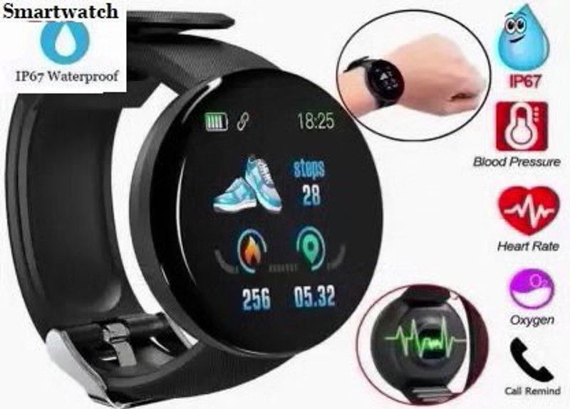 BASHAAM AQ1289 D18_ULTRA ACTIVITY TRACKER HEART RATE SMART WATCH BLACK(PACK OF 1) Smartwatch  (Black Strap, Free)