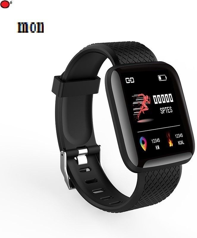 YORBAX S1382 ID116_PLUS HEART RATE SLEEP MONITOR SMART WATCH BLACK(PACK OF 1) Smartwatch  (Black Strap, Free)