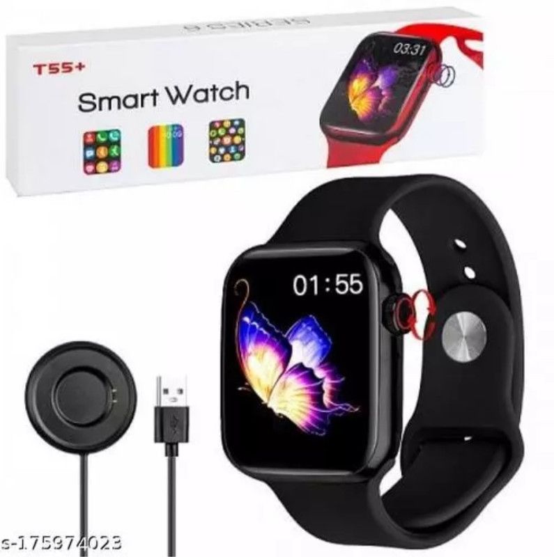 Fit pro T55 plus Smartwatch  (Black Strap, 1.7mm)