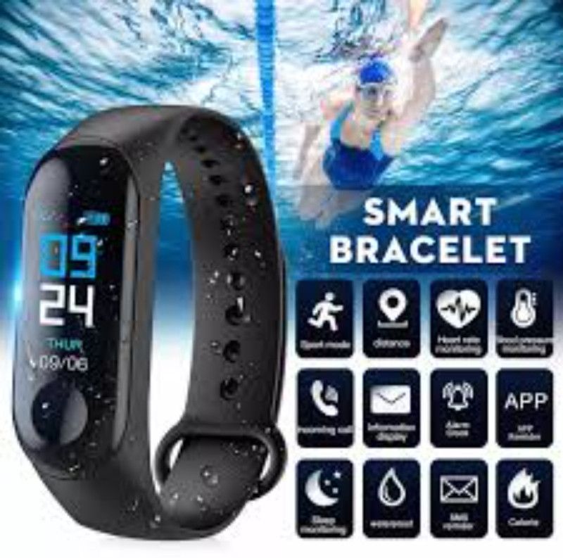 GUGGU EAN_291V_M3 Smart band compatiable with all Smartphones  (Black Strap, Size : Free Size)