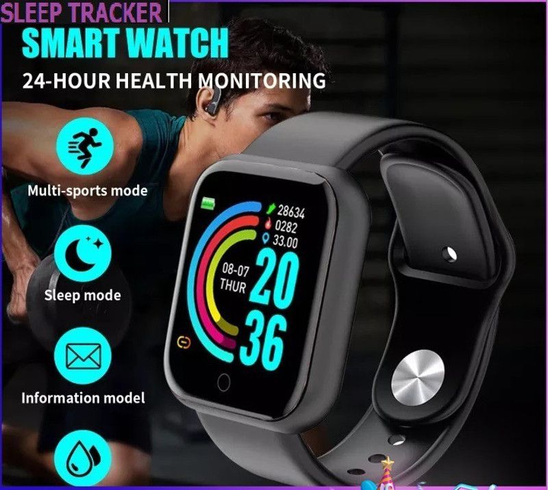 Jocoto S822 (D20) ADVANCE MULT FACES HEART RATE SMART WATCH BLACK(PACK OF 1) Smartwatch  (Black Strap, free)