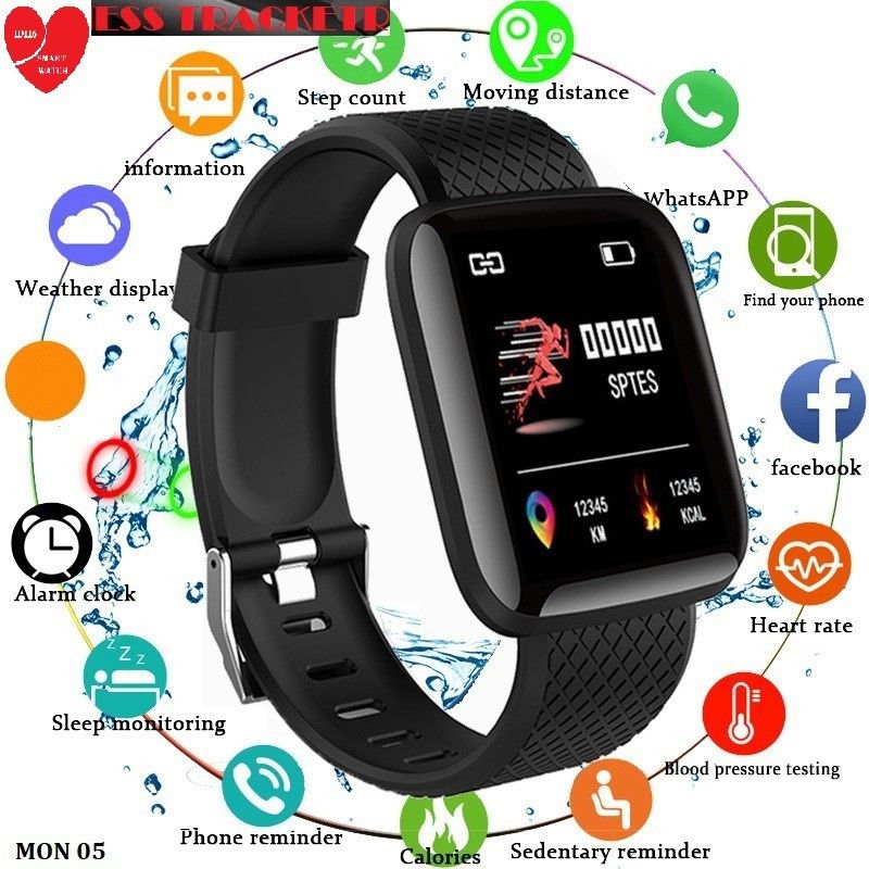 Bashaam E2044 MAX_ID116 STEP COUNT BLUETOOTH SMART WATCH BLACK (PACK OF 1) Smartwatch  (Black Strap, Free)