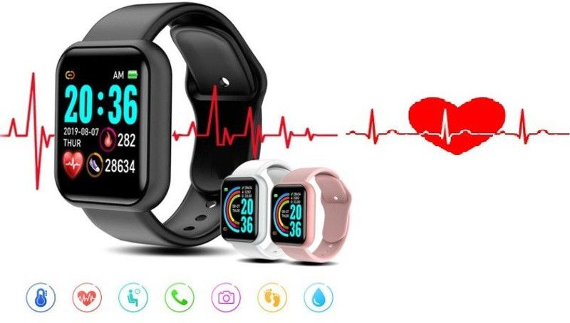Bydye A396_D20 LATEST HEART RATE SMART WATCH BLACK ONLY (PACK OF 1) LATEST Smartwatch  (Black Strap, free)