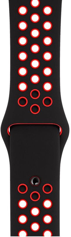Big Wings Premium Silicone Dual Color Smart Watch Strap for iWatch Series 7/6/5/4/3/2/1/SE, T50 SMARTWATCH, T55/T55+ SMARTWATCH, W26/W26+ SMARTWATCH (SIZE: 42/44/45 mm) Smart Watch Strap  (Black, Red)