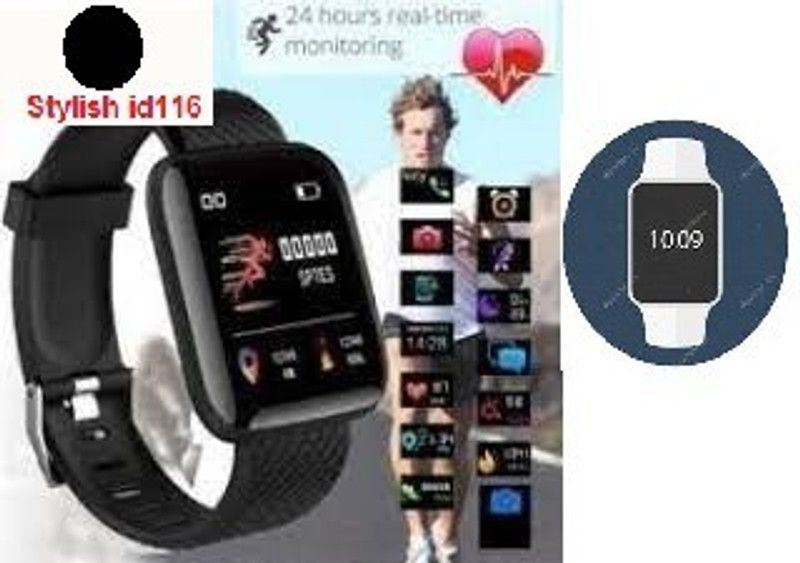 BYMAYA A1386 ID116_ADVANCE ACTIVITY TRACKER MULTI FACES SMART WATCH (PACK OF 1) Smartwatch  (Black Strap, Free)
