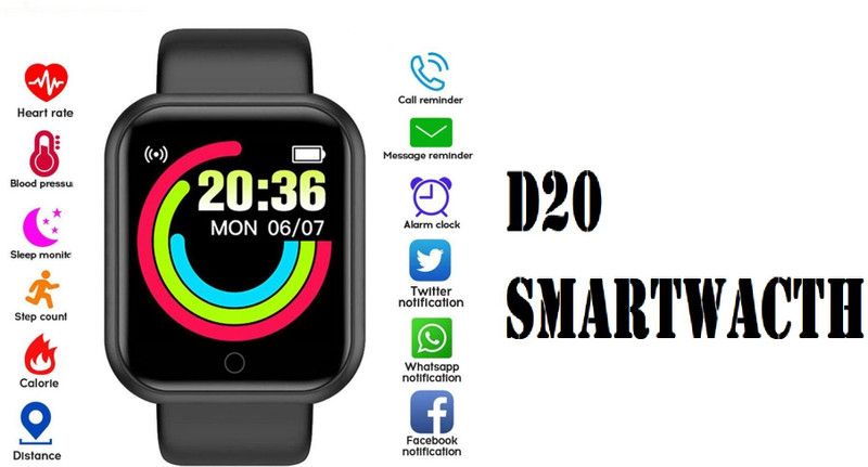 Bygaura A263_D20 ADVANCE FITNESS TRAVKER SMART WATCH BLACK ONLY (PACK OF 1) ADVANCE Smartwatch  (Black Strap, free)