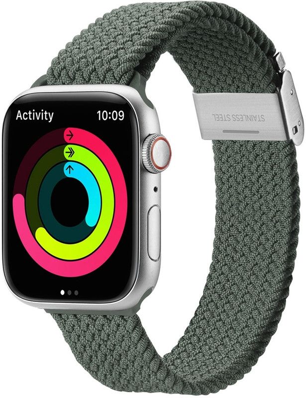Dux Ducis For Apple Watch 45mm/44mm/42mm Braided Nylon & Stainless Steel Smart Watch Strap  (Green)