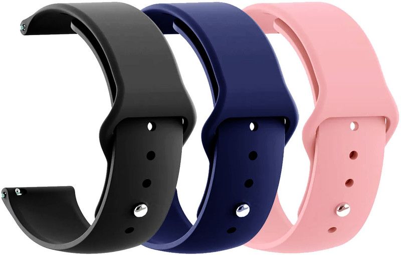 AOnes Pack of 3 Silicone Belt Watch Strap for Ticwatch Gtx Smart Watch Strap  (Black, Blue, Pink)