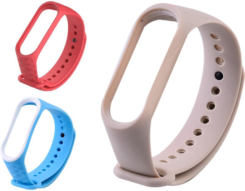 Microcart Replacement Silicone Band/Straps for Band 3 and Band 4 Fitness Tracker (Device not Included) - Combo of 3 Colors - Red, Skyblue - White, Pale pink Smart Band Strap  (Red, Blue, Pink)