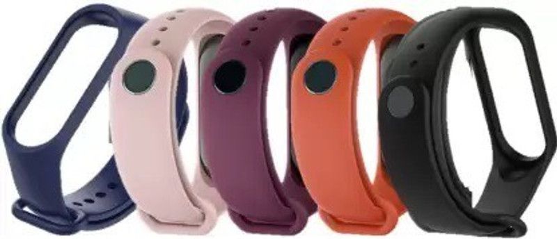 Jape Mi Strap Combo Pack 5 of Silicone Straps for models Xiaomi Mi Band 4/3 Smart Band Strap  (Orange, Blue, Gold, Purple, Black)