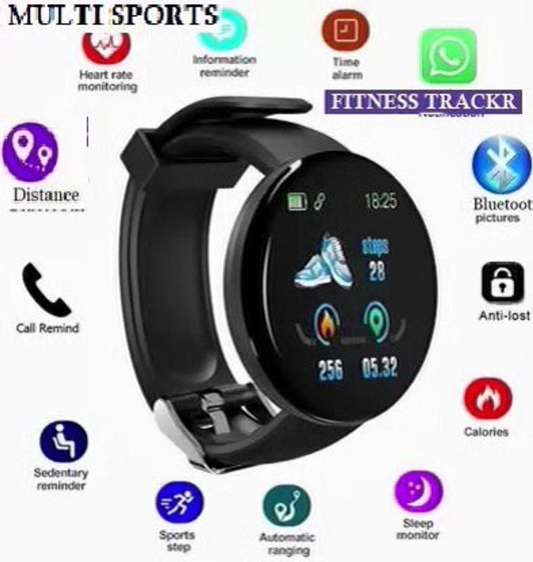 BASHAAM AQ241 D18_LATEST FITNESS TRACKER HEART RATE SMART WATCH BLACK(PACK OF 1) Smartwatch  (Black Strap, Free)