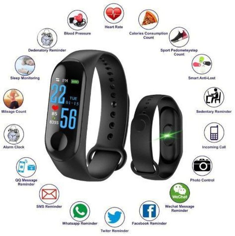 SYARA EMN_147O_M3 Fitness band  (Black Strap, Size : Free Size)