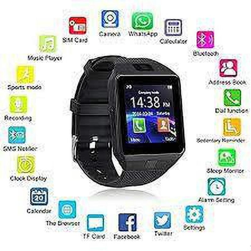 SYARA QBE_165U Dz09 Smart Watch Smartwatch  (Black Strap, Free Size)