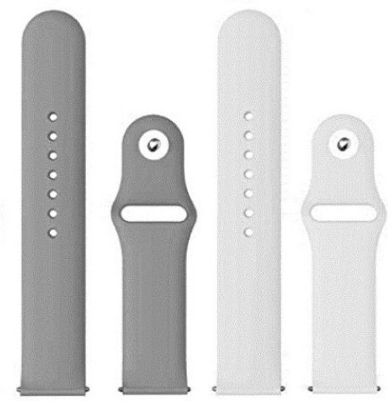 BLACK LOVIES 22 mm Soft Silicon Smartwatch Strap Compatible with Noice Color Fit Vision. Smart Watch Strap  (White, Grey)