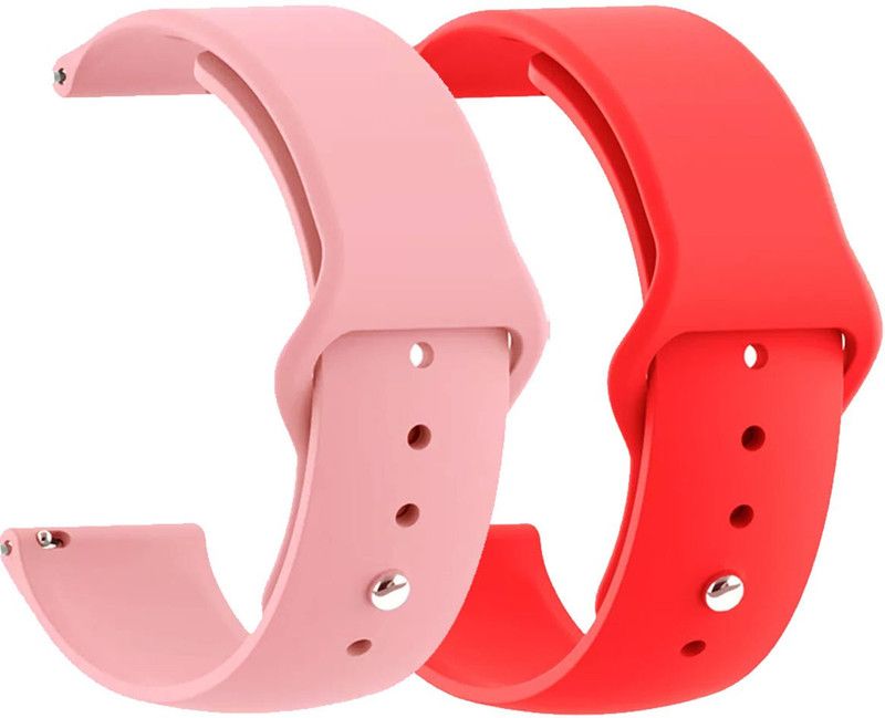 AOnes Pack of 2 Silicone Belt Watch Strap for Maxima Max Pro X5 Smart Watch Strap  (Pink, Red)