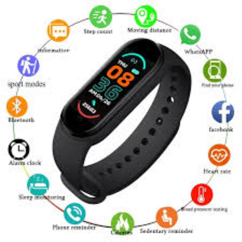 SYARA DON_255I_M6 Smart band compatiable with all Smartphones  (Black Strap, Size : Free Size)