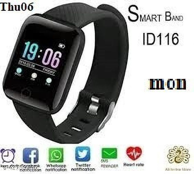 Bygaura G246-ID116 PLUS STEP COUUNT HEART RATE BLUETOOTH SMART WATCH(PACK OF 1) Smartwatch  (Black Strap, free)