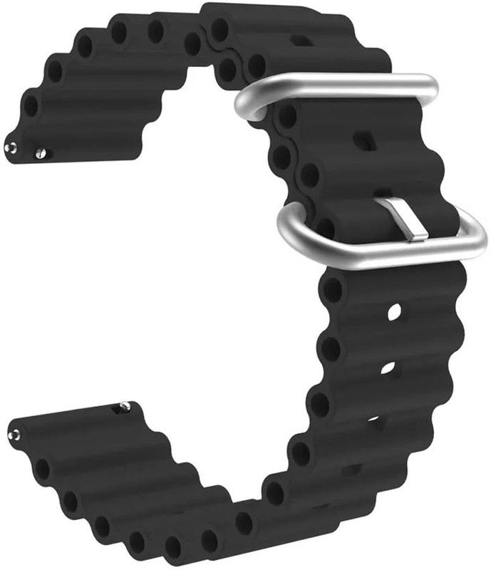 AOnes 20mm Ocean Silicone Watch Bands Compatible for Aqfit Coolfit W8 Smart Watch Strap  (Black)