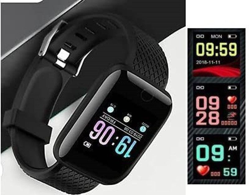 Ykarn Trades O217_ID116 _ID116 Pro Activity Tracker, Step Count Multi Feature Bluetooth Smartwatch  (Black Strap, Free)