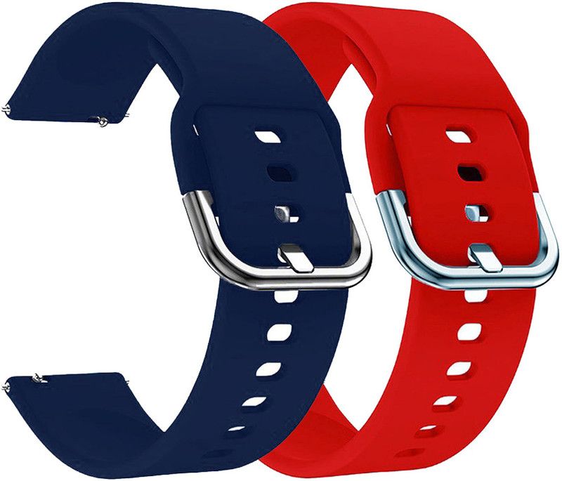 AOnes Pack of 2 Silicone Belt Watch Strap with Metal Buckle for Ptron Pulsefit Pro Smart Watch Strap  (Blue, Red)