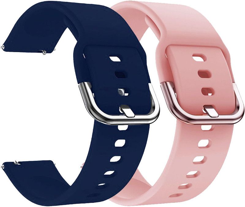 AOnes Pack of 2 Silicone 20mm Watch Strap with Metal Buckle for Samsung Gear S2 Smart Watch Strap  (Blue, Pink)