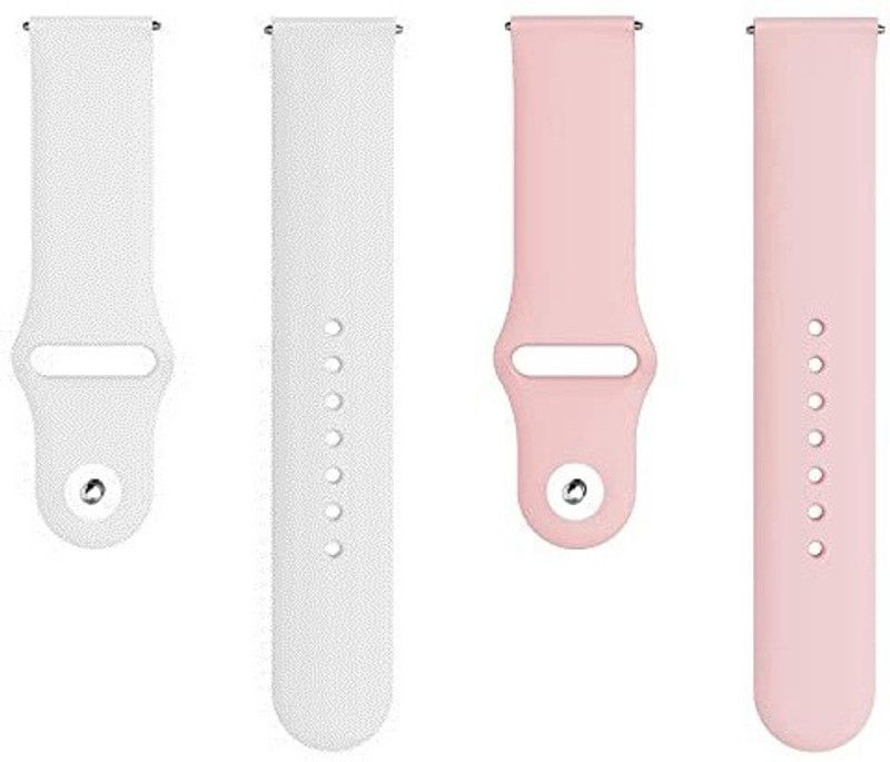 BLACK LOVIES 20 MM Soft Silicon Smartwatch Strap Compatible With BO_AT Vertex Smart Watch Strap  (White, Pink)