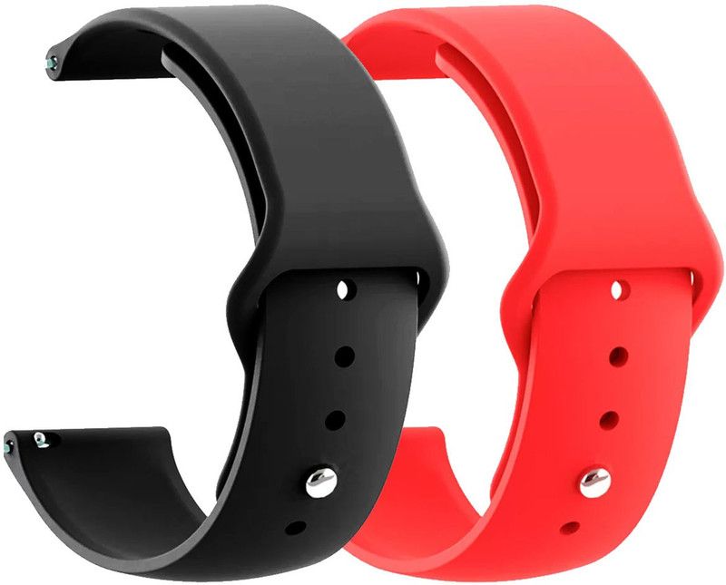 AOnes Pack of 2 Silicone Belt Watch Strap for Moto 360 2nd Gen 42mm Smart Watch Strap  (Black, Red)