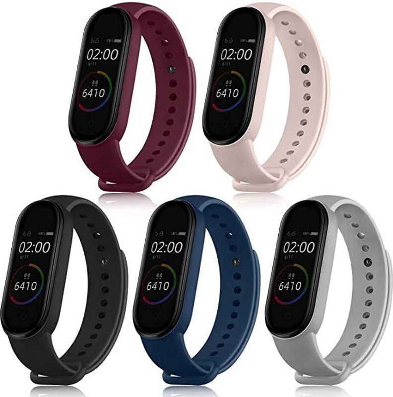 Asotai Adjustable Xiaomi Mi Band 5 &Mi Band 6 Watch Strap Silicone Set of 5(Only strap) Smart Band Strap  (Mullti Color)