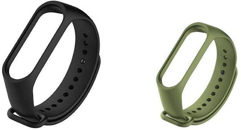 Apexify SiliconE Band Strap Mi Band 3 Mi Band 4 Device not Include BLACK military green Smart Band Strap  (Green, Black)