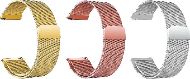 ACM Pack of 3 Watch Strap Magnetic for |Boat Wave Connect (Gold/Rose Gold/Silver) Smart Watch Strap  (Mullti Color)