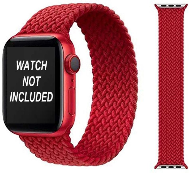 PaxMore ™ Braided Solo Loop For Apple Watch Band 42mm, 44mm Fabric Nylon Belt Bracelet Smart Watch Strap  (Red)