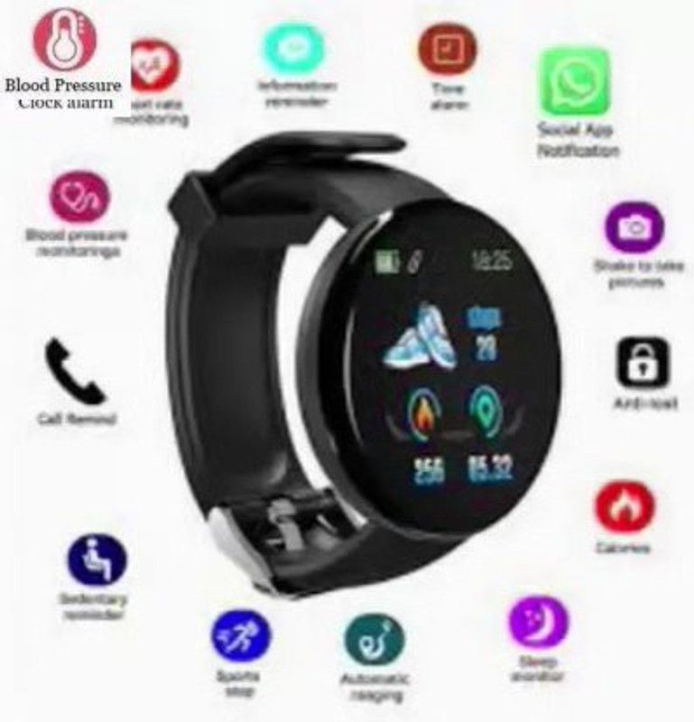 BASHAAM AQ89 D18_ULTRA ACTIVITY TRACKER HEART RATE SMART WATCH BLACK(PACK OF 1) Smartwatch  (Black Strap, Free)