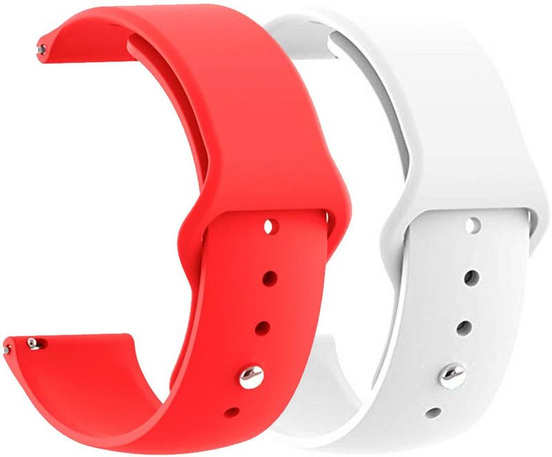 AOnes Pack of 2 Silicone Belt Watch Strap for Maxima Max Pro X6 Smart Watch Strap  (White, Red)